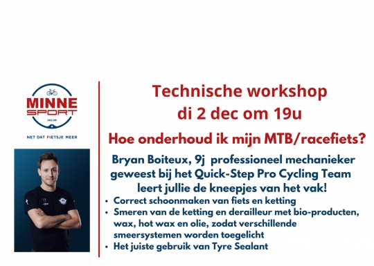 Technische infosessie: hoe onderhoud ik mijn MTB/racefiets?